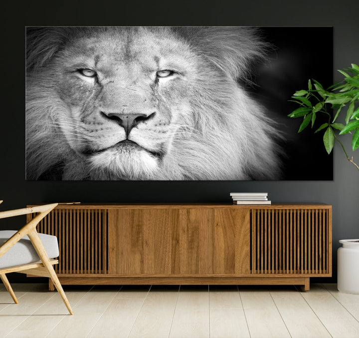 Wild African Lion Canvas Wall Art Print, Large Wall Art, Wildlife Wall Decor, Framed Set of , Animal Canvas Art