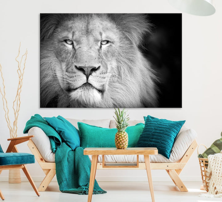 Wild African Lion Canvas Wall Art Print, Large Wall Art, Wildlife Wall Decor, Framed Set of , Animal Canvas Art