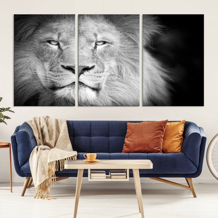 Wild African Lion Canvas Wall Art Print, Large Wall Art, Wildlife Wall Decor, Framed Set of , Animal Canvas Art