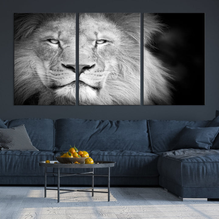 Wild African Lion Canvas Wall Art Print, Large Wall Art, Wildlife Wall Decor, Framed Set of , Animal Canvas Art