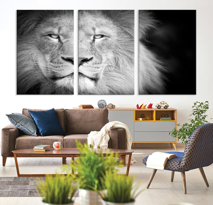 Wild African Lion Canvas Wall Art Print, Large Wall Art, Wildlife Wall Decor, Framed Set of , Animal Canvas Art