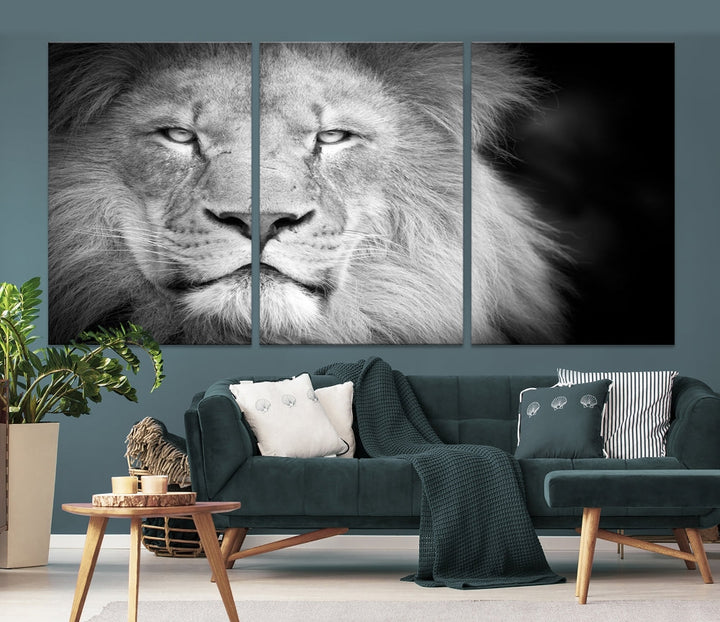 Wild African Lion Canvas Wall Art Print, Large Wall Art, Wildlife Wall Decor, Framed Set of , Animal Canvas Art