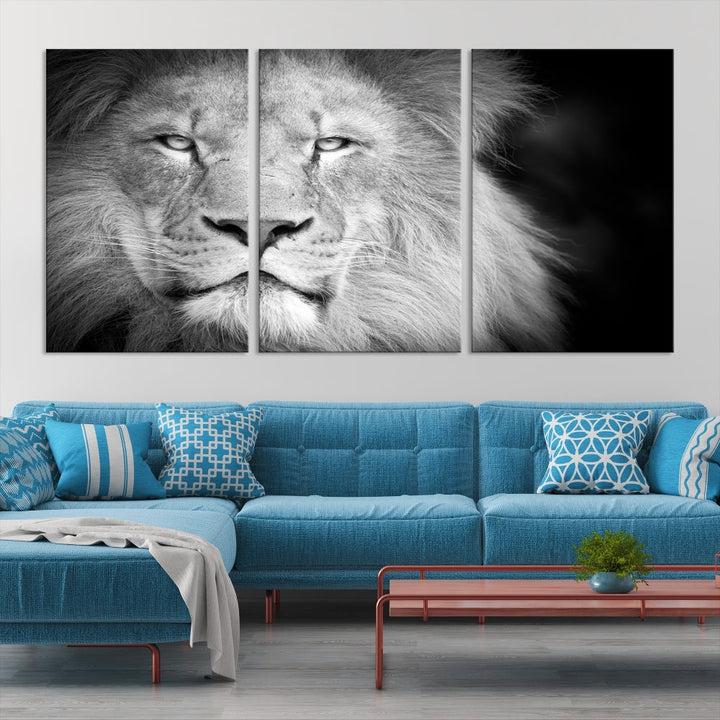 Wild African Lion Canvas Wall Art Print, Large Wall Art, Wildlife Wall Decor, Framed Set of , Animal Canvas Art