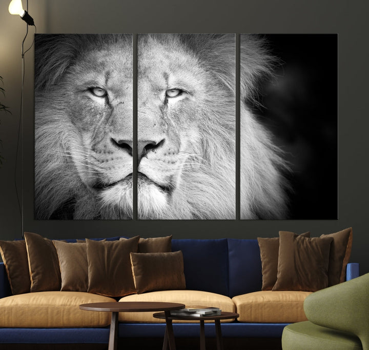 Wild African Lion Canvas Wall Art Print, Large Wall Art, Wildlife Wall Decor, Framed Set of , Animal Canvas Art