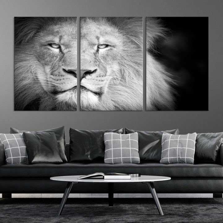 Wild African Lion Canvas Wall Art Print, Large Wall Art, Wildlife Wall Decor, Framed Set of , Animal Canvas Art