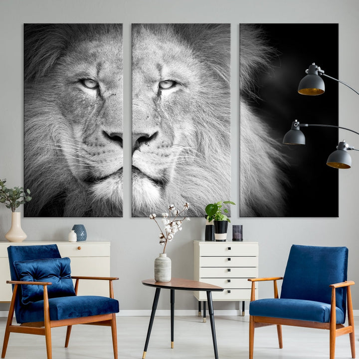 Wild African Lion Canvas Wall Art Print, Large Wall Art, Wildlife Wall Decor, Framed Set of , Animal Canvas Art