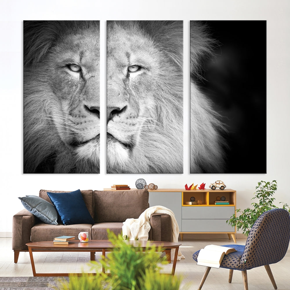 Wild African Lion Canvas Wall Art Print, Large Wall Art, Wildlife Wall Decor, Framed Set of , Animal Canvas Art