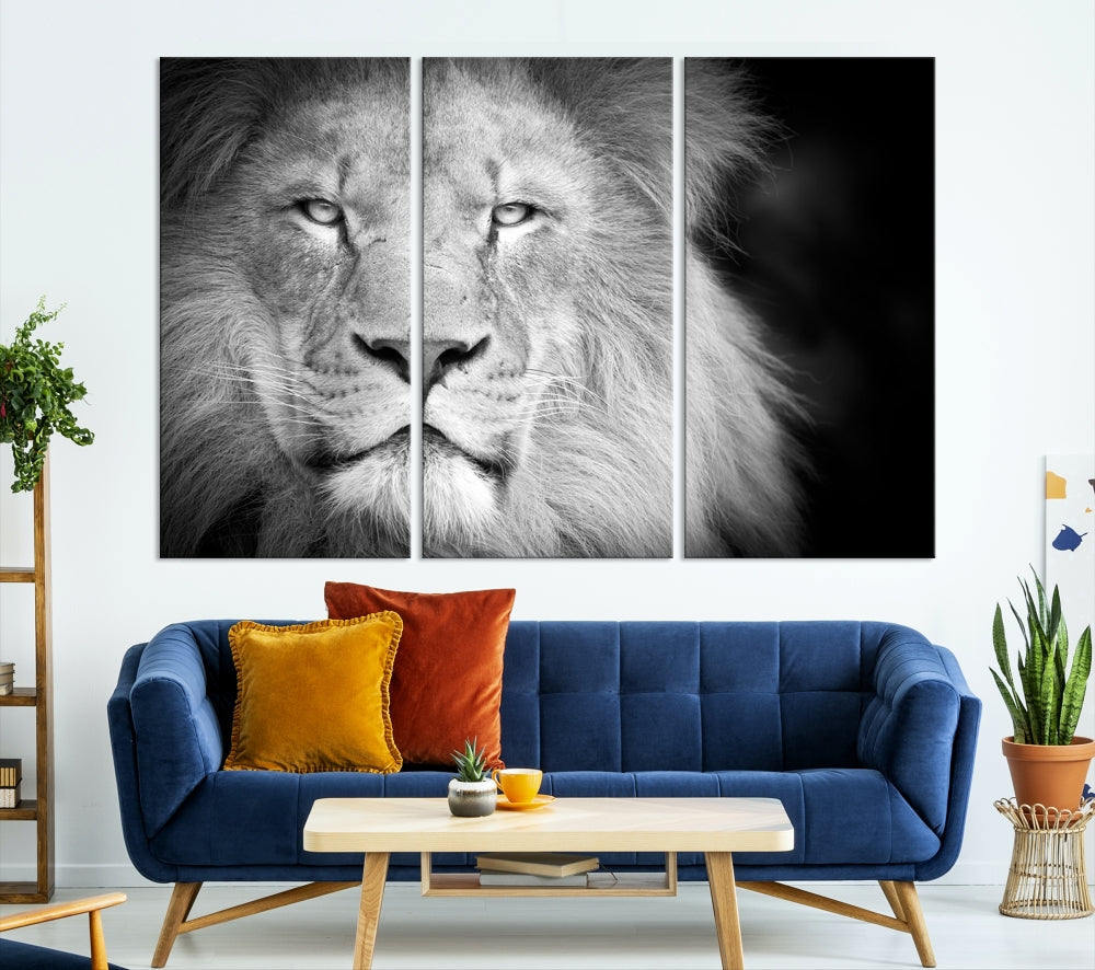 Wild African Lion Canvas Wall Art Print, Large Wall Art, Wildlife Wall Decor, Framed Set of , Animal Canvas Art