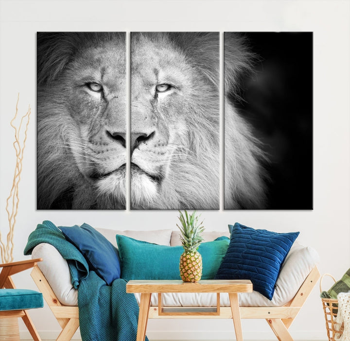 Wild African Lion Canvas Wall Art Print, Large Wall Art, Wildlife Wall Decor, Framed Set of , Animal Canvas Art