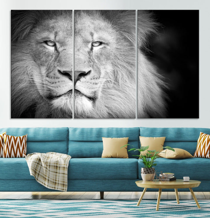 Wild African Lion Canvas Wall Art Print, Large Wall Art, Wildlife Wall Decor, Framed Set of , Animal Canvas Art