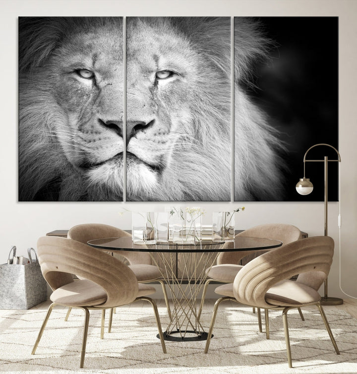 Wild African Lion Canvas Wall Art Print, Large Wall Art, Wildlife Wall Decor, Framed Set of , Animal Canvas Art