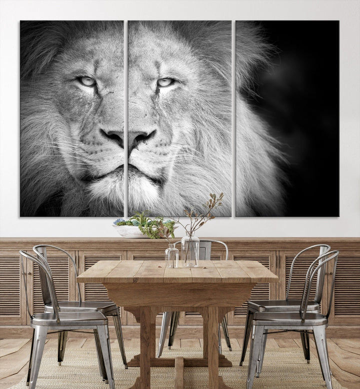 Wild African Lion Canvas Wall Art Print, Large Wall Art, Wildlife Wall Decor, Framed Set of , Animal Canvas Art