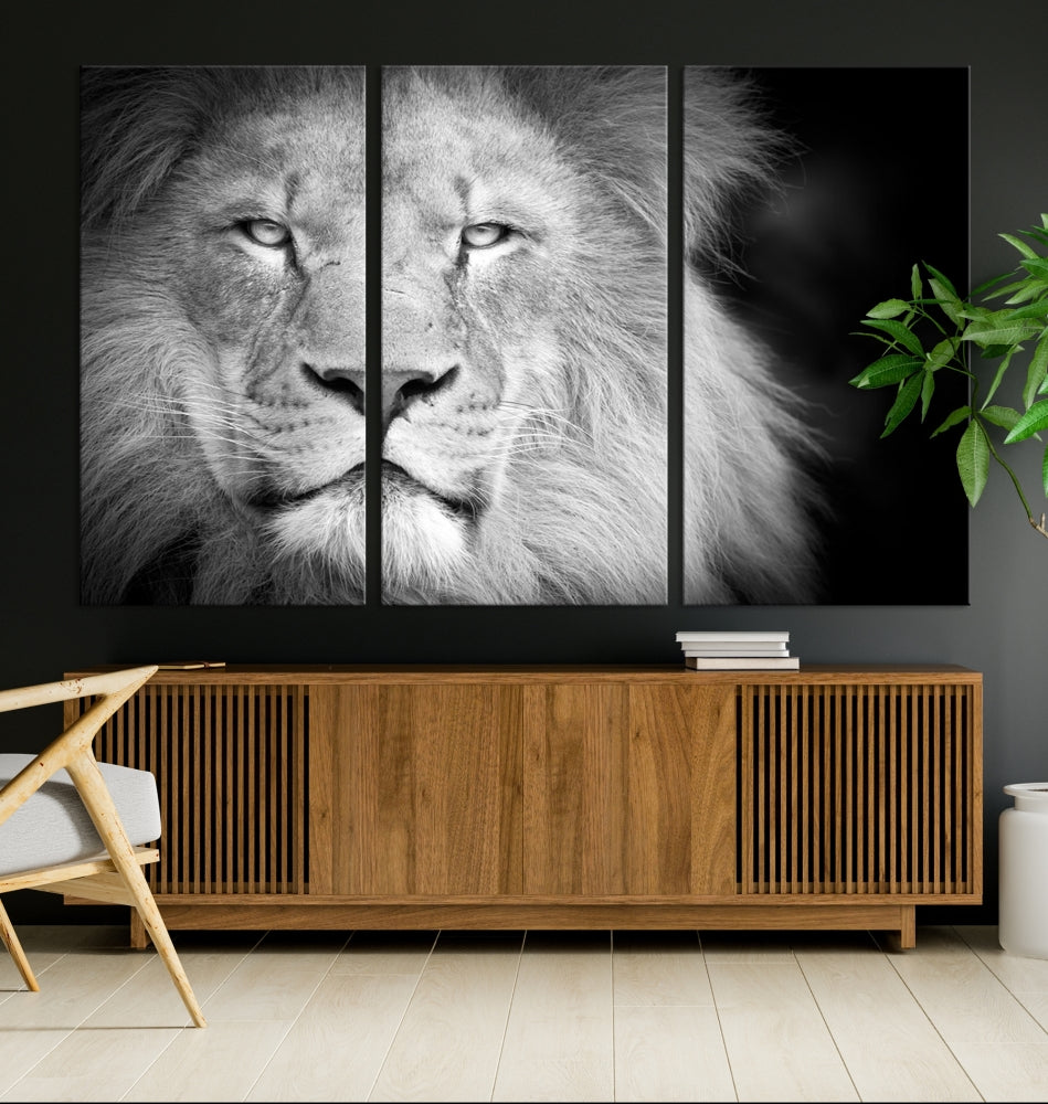 Wild African Lion Canvas Wall Art Print, Large Wall Art, Wildlife Wall Decor, Framed Set of , Animal Canvas Art