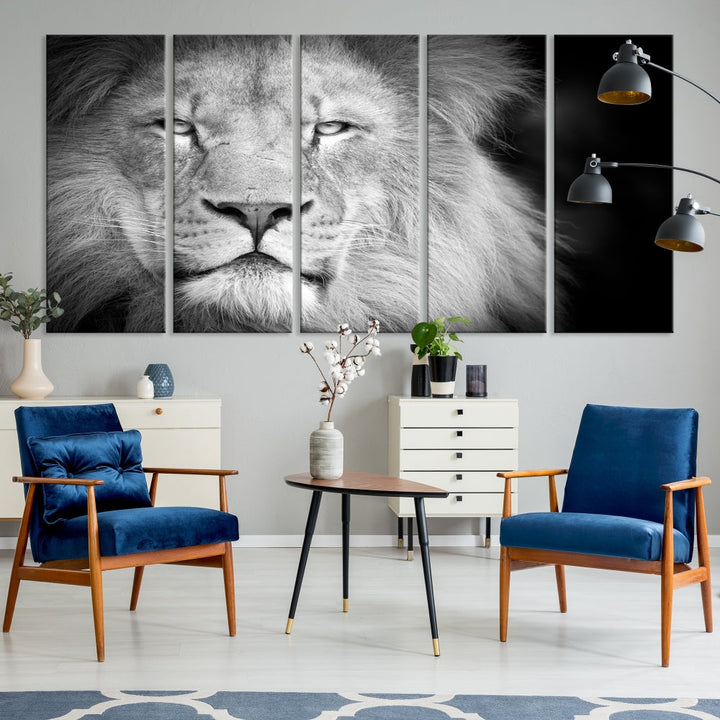 Wild African Lion Canvas Wall Art Print, Large Wall Art, Wildlife Wall Decor, Framed Set of , Animal Canvas Art