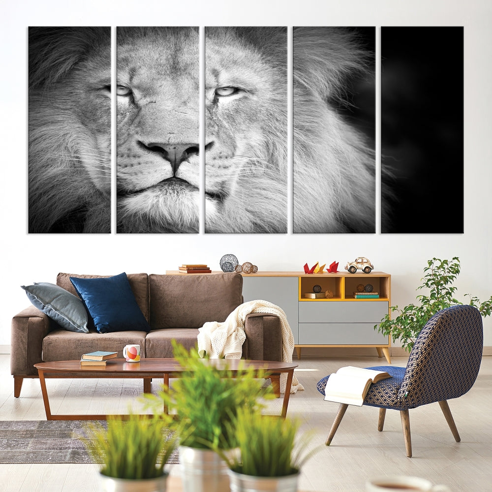 Wild African Lion Canvas Wall Art Print, Large Wall Art, Wildlife Wall Decor, Framed Set of , Animal Canvas Art