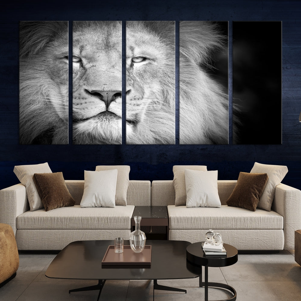 Wild African Lion Canvas Wall Art Print, Large Wall Art, Wildlife Wall Decor, Framed Set of , Animal Canvas Art