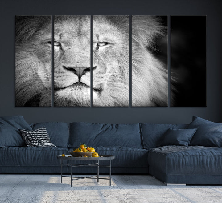 Wild African Lion Canvas Wall Art Print, Large Wall Art, Wildlife Wall Decor, Framed Set of , Animal Canvas Art