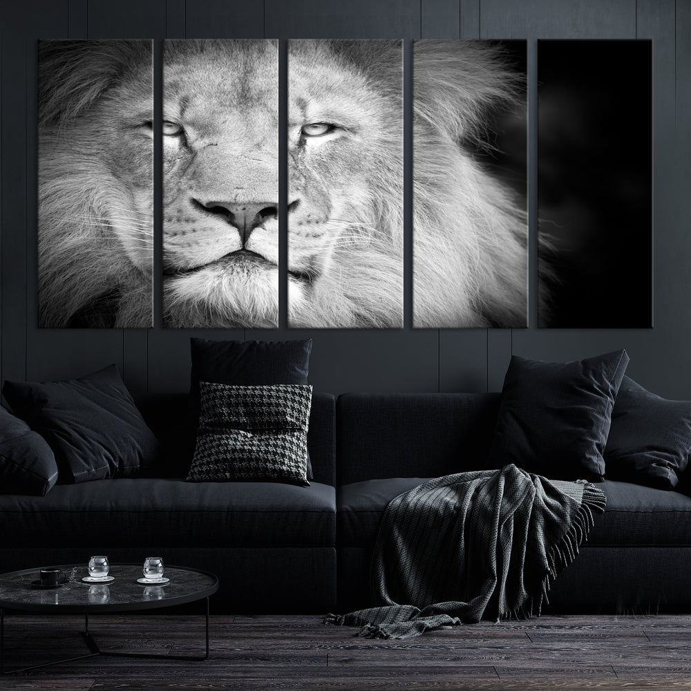 Wild African Lion Canvas Wall Art Print, Large Wall Art, Wildlife Wall Decor, Framed Set of , Animal Canvas Art