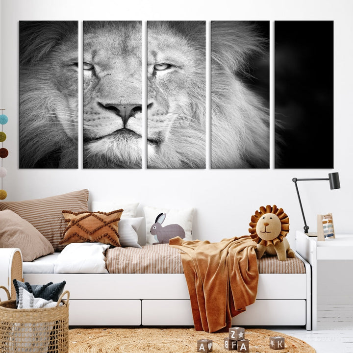 Wild African Lion Canvas Wall Art Print, Large Wall Art, Wildlife Wall Decor, Framed Set of , Animal Canvas Art