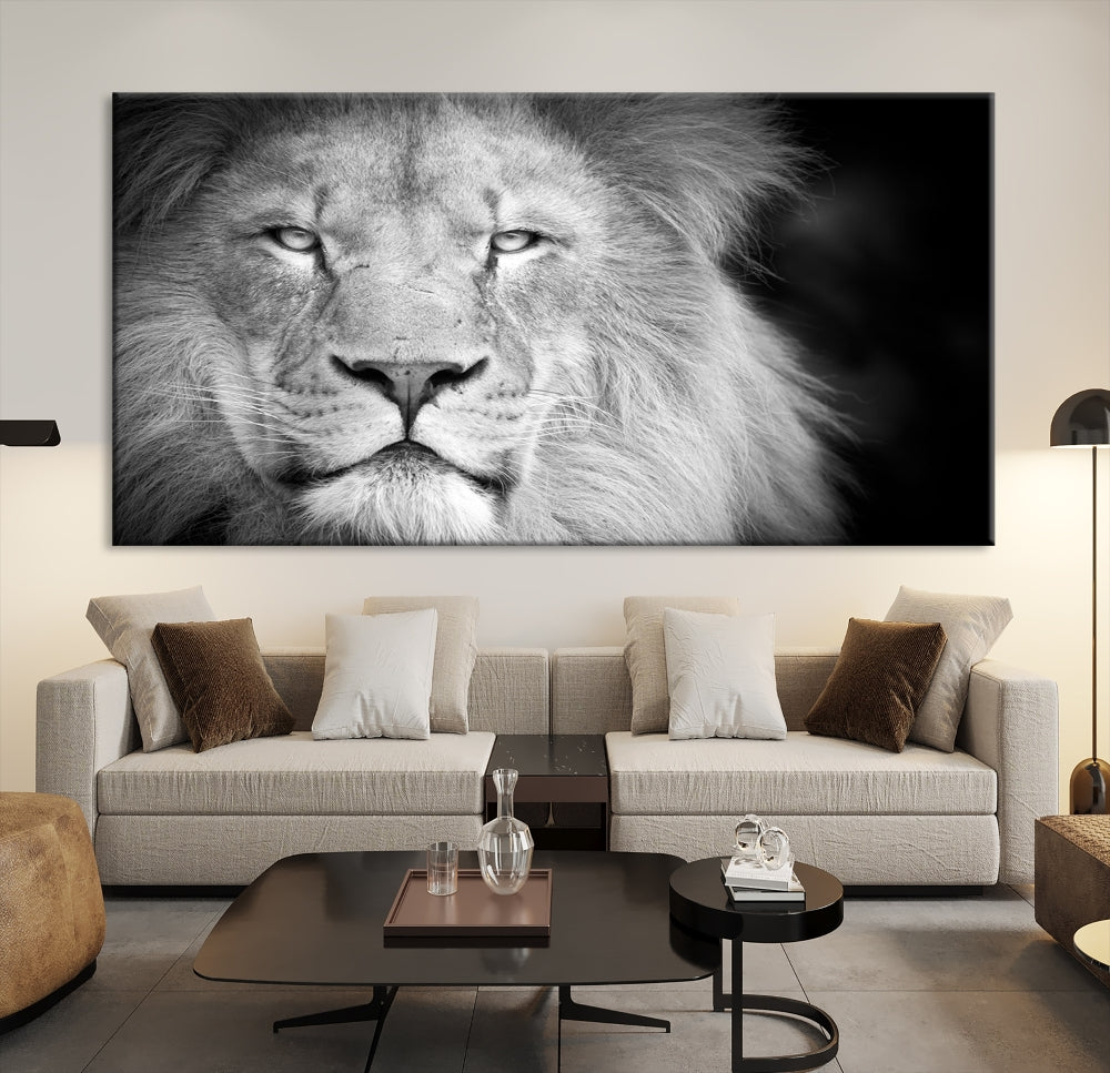 Wild African Lion Canvas Wall Art Print, Large Wall Art, Wildlife Wall Decor, Framed Set of , Animal Canvas Art