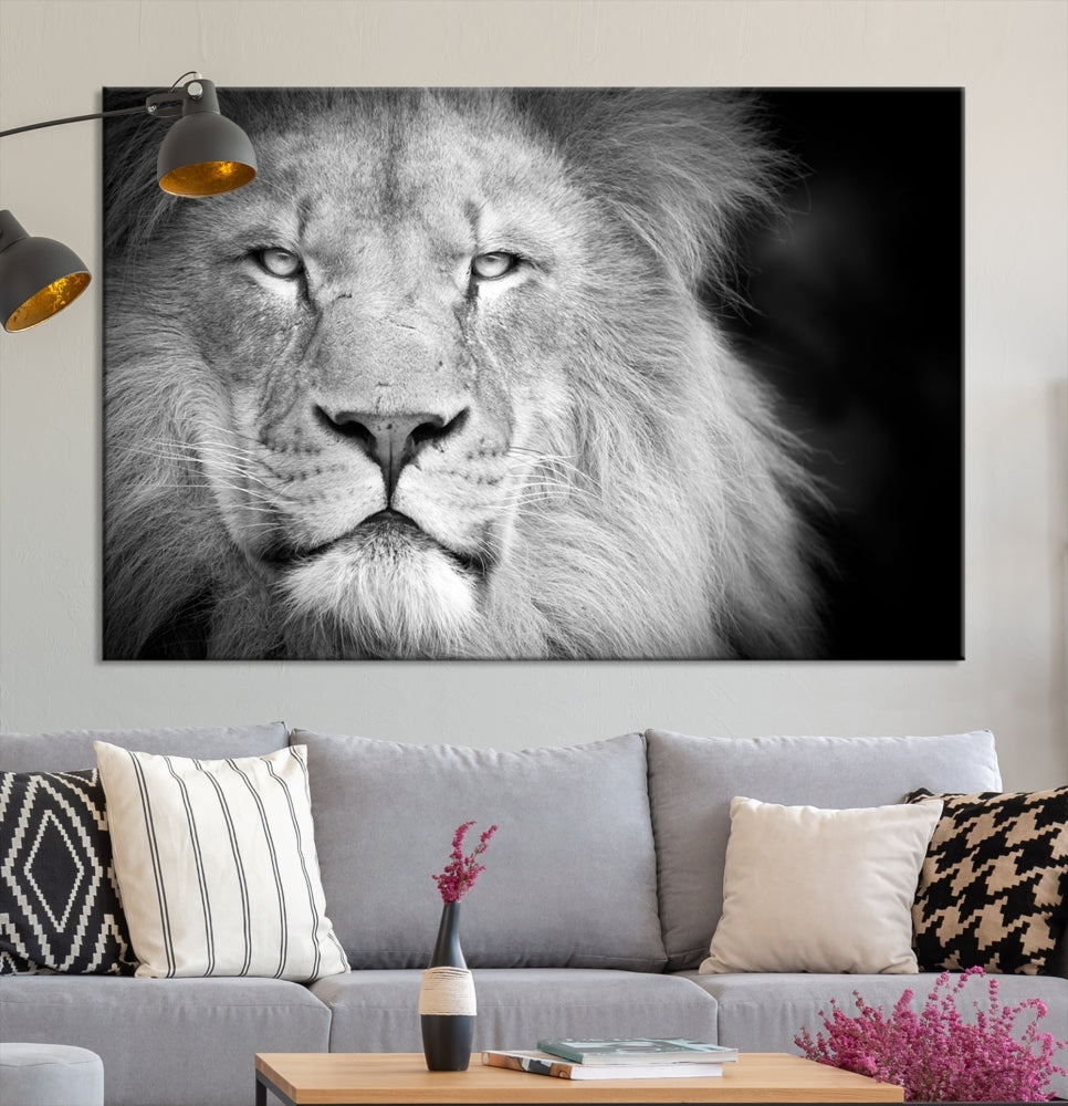 Wild African Lion Canvas Wall Art Print, Large Wall Art, Wildlife Wall Decor, Framed Set of , Animal Canvas Art