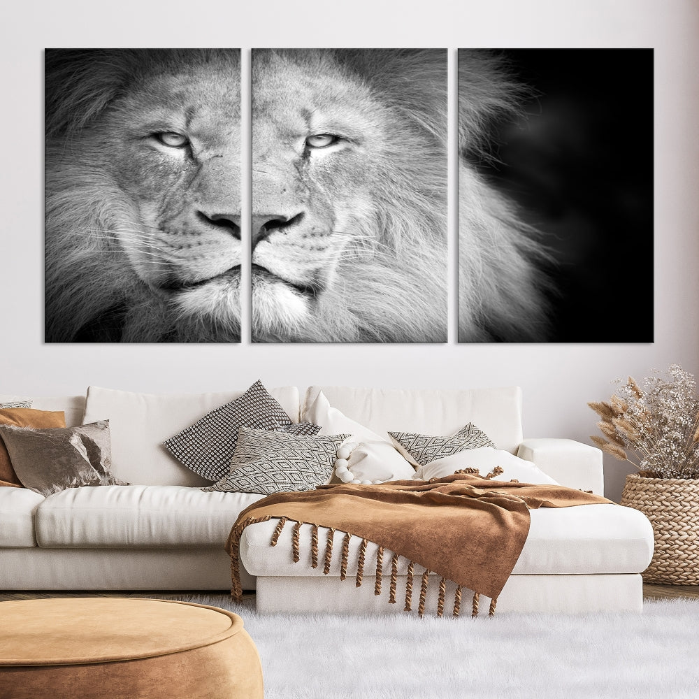 Wild African Lion Canvas Wall Art Print, Large Wall Art, Wildlife Wall Decor, Framed Set of , Animal Canvas Art