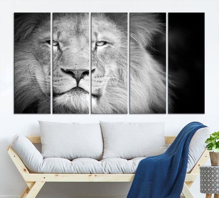 Wild African Lion Canvas Wall Art Print, Large Wall Art, Wildlife Wall Decor, Framed Set of , Animal Canvas Art