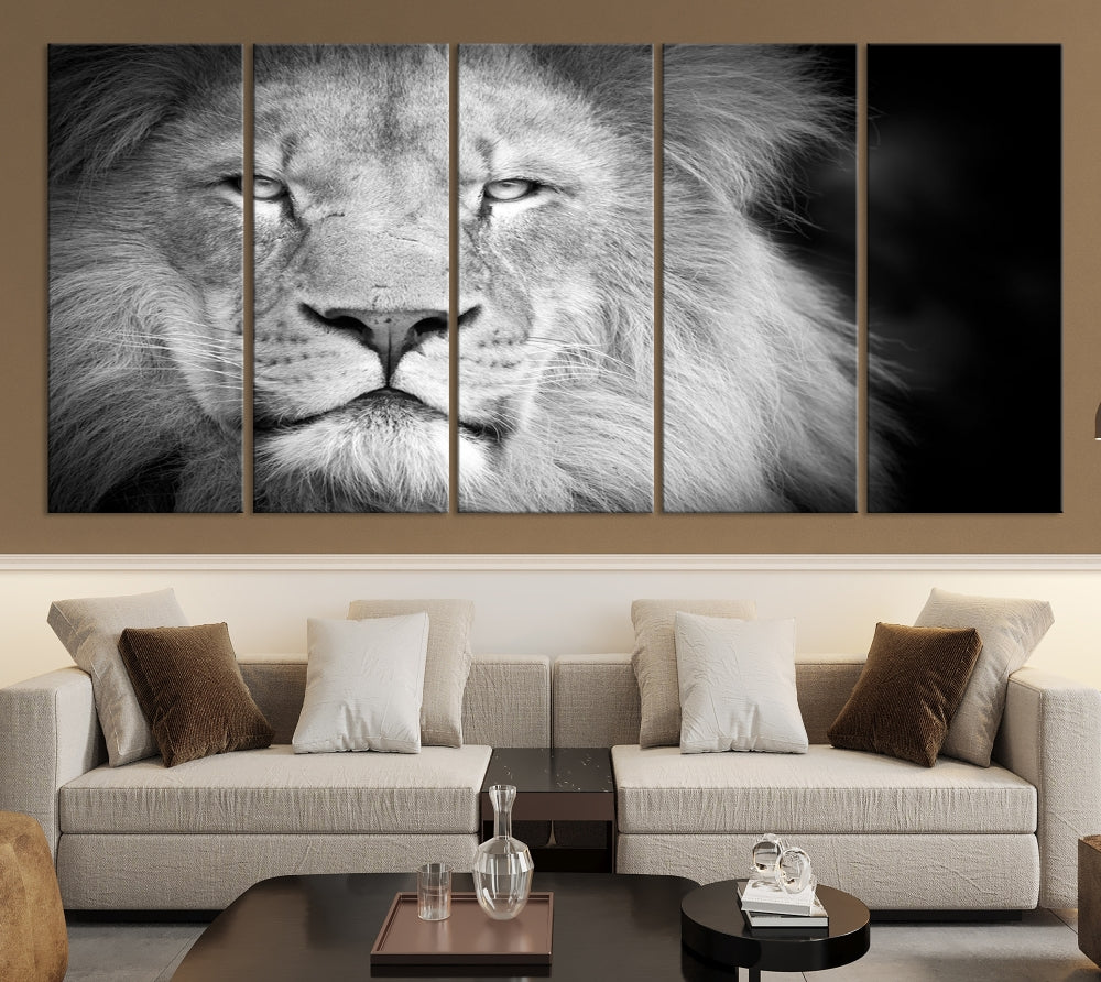 Wild African Lion Canvas Wall Art Print, Large Wall Art, Wildlife Wall Decor, Framed Set of , Animal Canvas Art