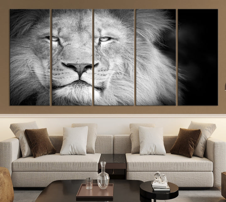 Wild African Lion Canvas Wall Art Print, Large Wall Art, Wildlife Wall Decor, Framed Set of , Animal Canvas Art