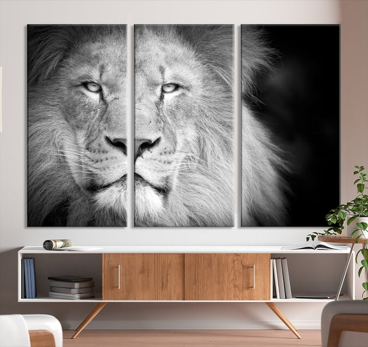 Wild African Lion Canvas Wall Art Print, Large Wall Art, Wildlife Wall Decor, Framed Set of , Animal Canvas Art