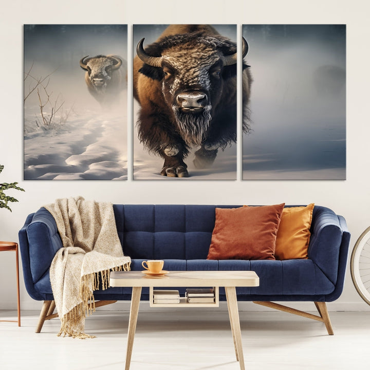 Wild American Bison Wall Art Canvas Print Alaska Wildlife Cabin Wall Decor