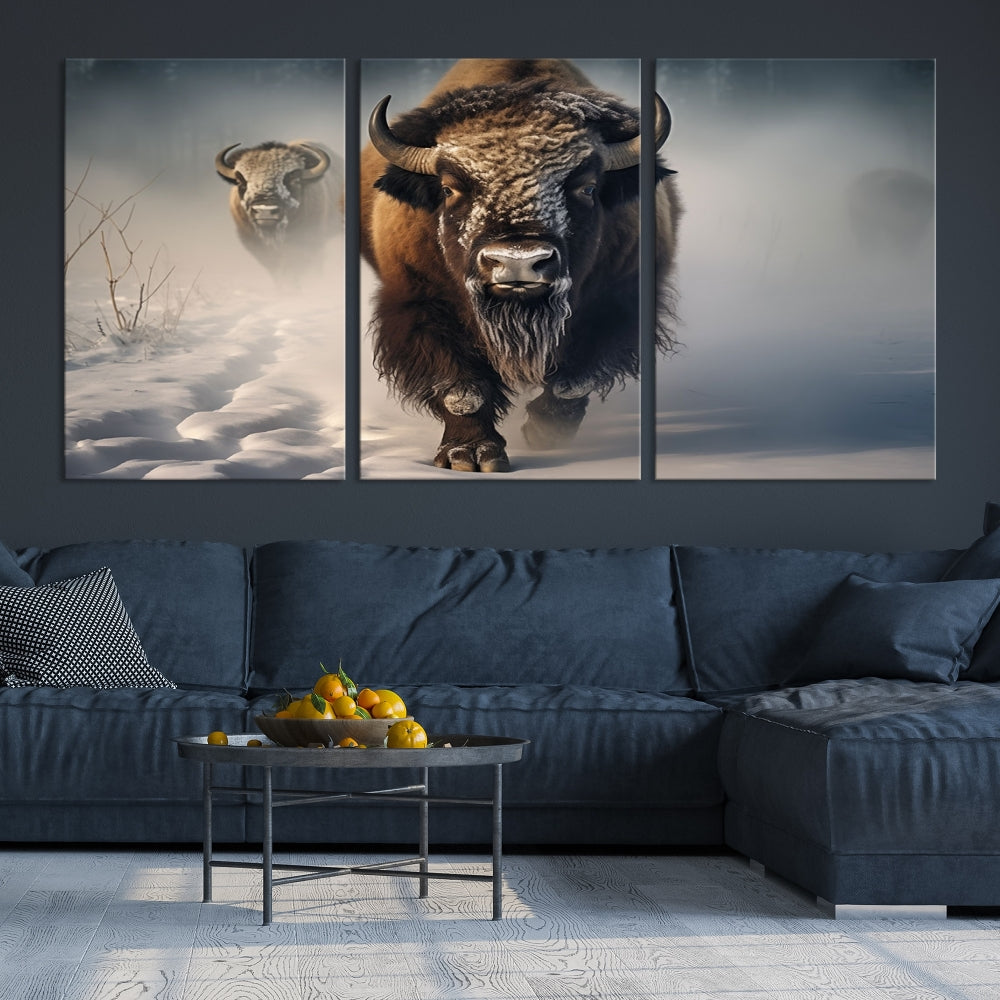 Wild American Bison Wall Art Canvas Print Alaska Wildlife Cabin Wall Decor