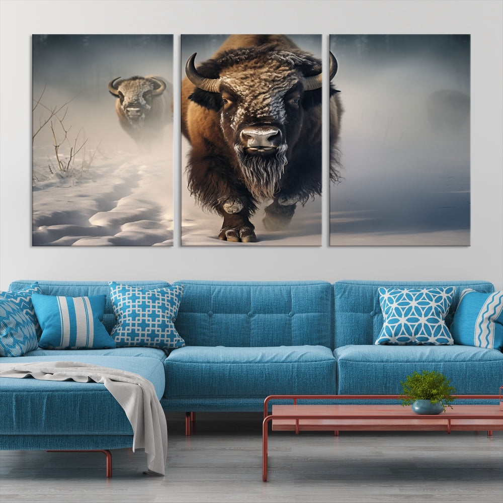 Wild American Bison Wall Art Canvas Print Alaska Wildlife Cabin Wall Decor