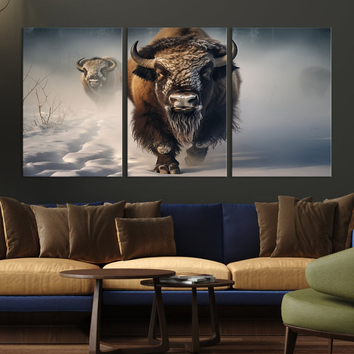 Wild American Bison Wall Art Canvas Print Alaska Wildlife Cabin Wall Decor