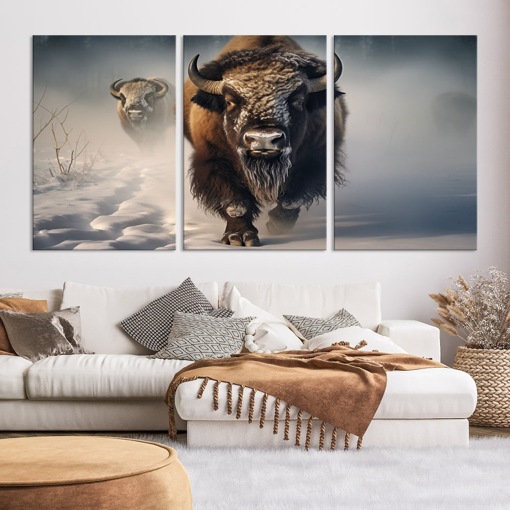 Wild American Bison Wall Art Canvas Print Alaska Wildlife Cabin Wall Decor