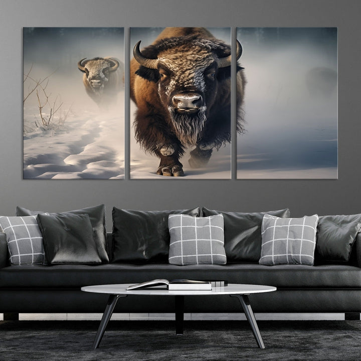 Wild American Bison Wall Art Canvas Print Alaska Wildlife Cabin Wall Decor