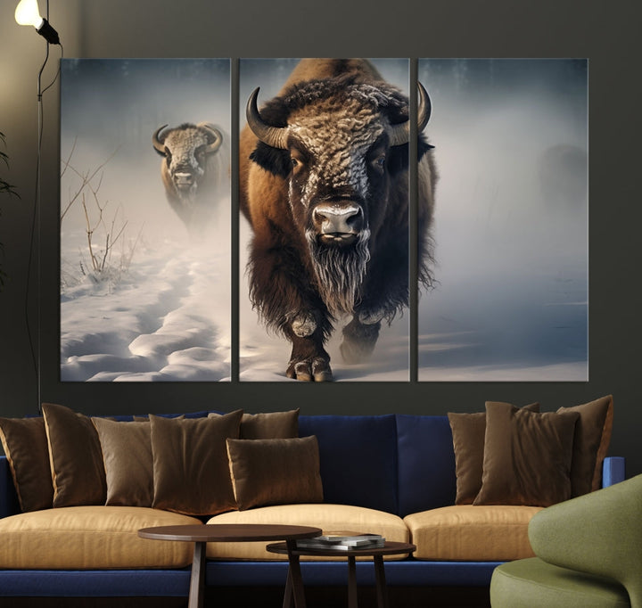 Wild American Bison Wall Art Canvas Print Alaska Wildlife Cabin Wall Decor