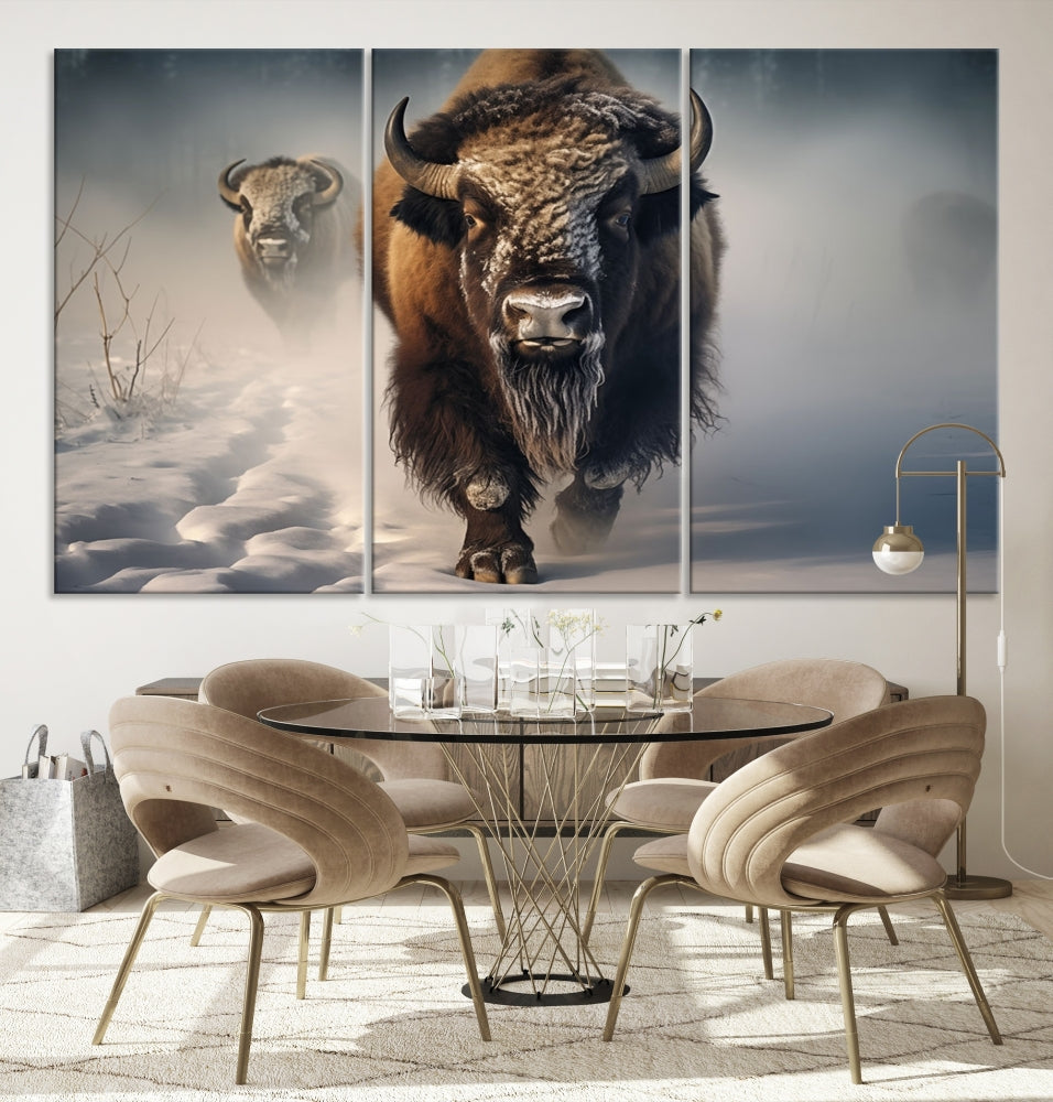 Wild American Bison Wall Art Canvas Print Alaska Wildlife Cabin Wall Decor