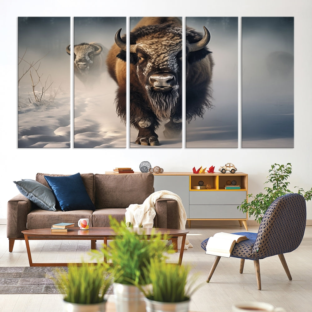 Wild American Bison Wall Art Canvas Print Alaska Wildlife Cabin Wall Decor