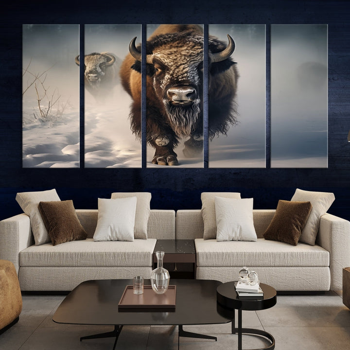 Wild American Bison Wall Art Canvas Print Alaska Wildlife Cabin Wall Decor