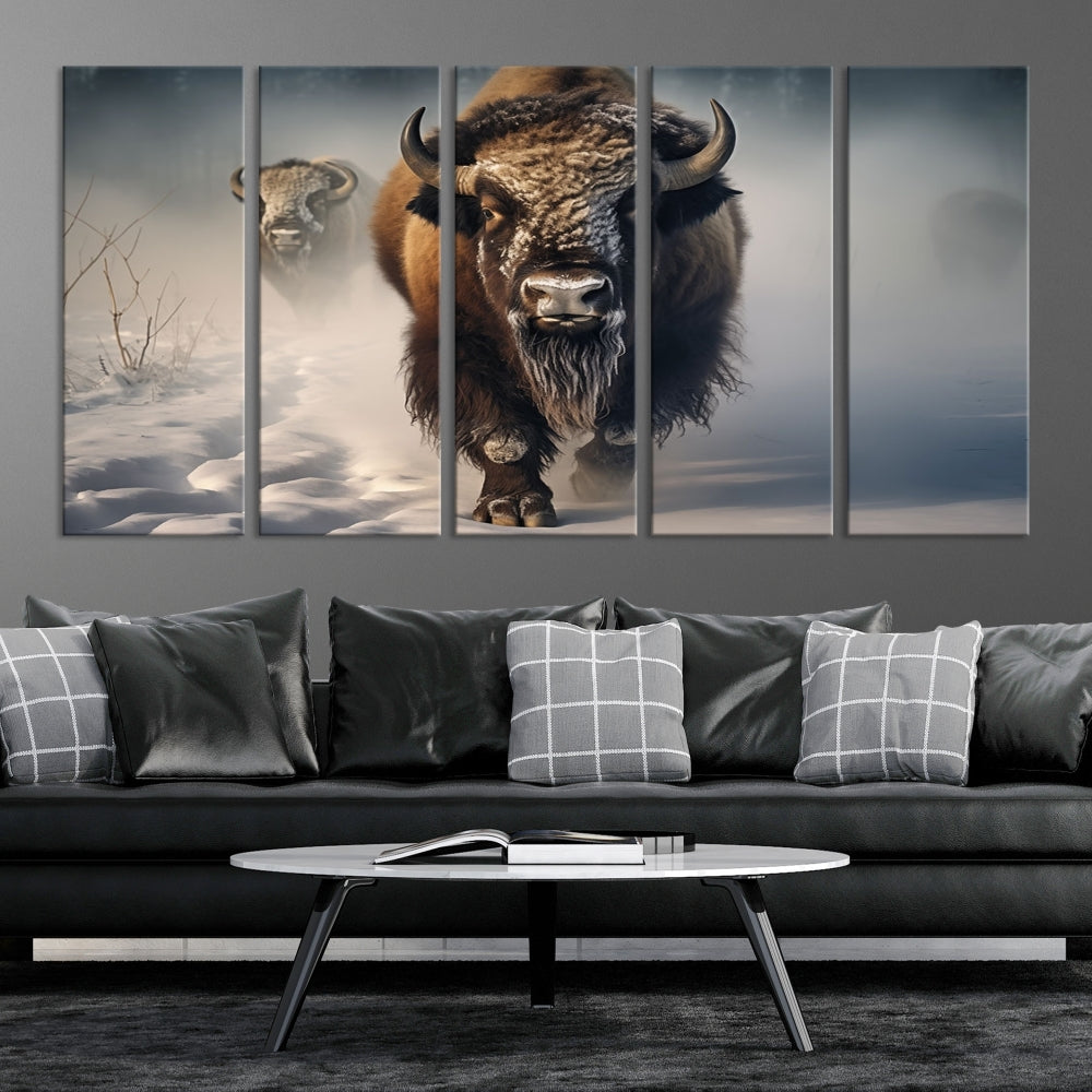 Wild American Bison Wall Art Canvas Print Alaska Wildlife Cabin Wall Decor