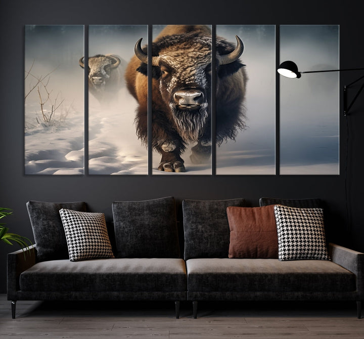 Wild American Bison Wall Art Canvas Print Alaska Wildlife Cabin Wall Decor