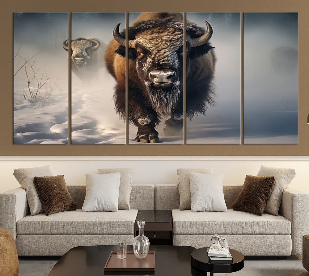 Wild American Bison Wall Art Canvas Print Alaska Wildlife Cabin Wall Decor