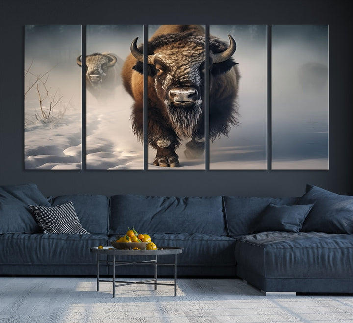 Wild American Bison Wall Art Canvas Print Alaska Wildlife Cabin Wall Decor