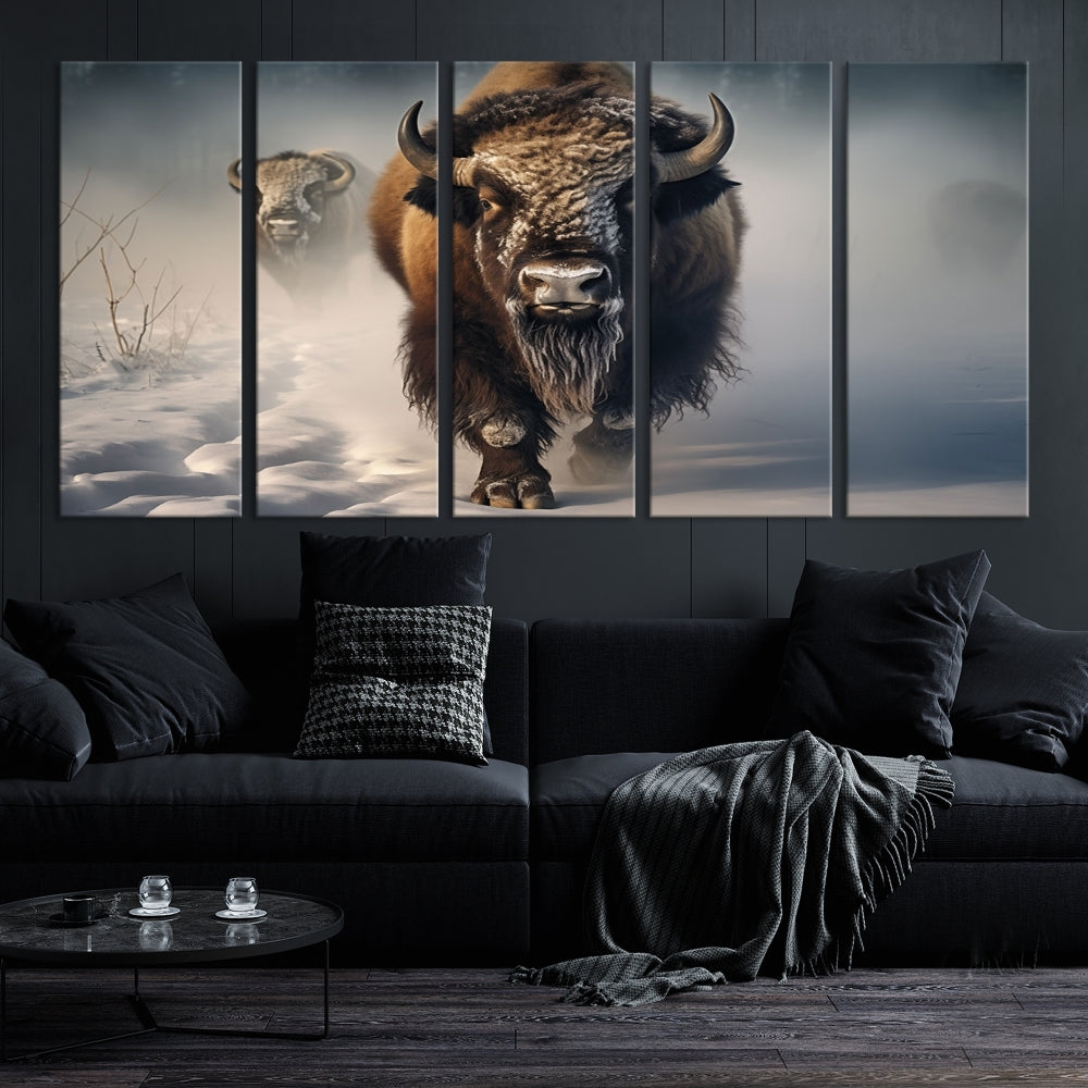 Wild American Bison Wall Art Canvas Print Alaska Wildlife Cabin Wall Decor