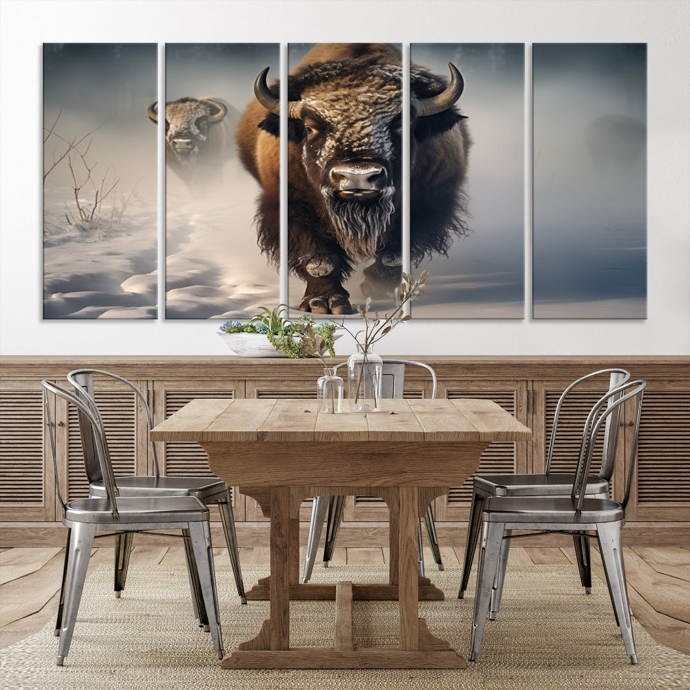 Wild American Bison Wall Art Canvas Print Alaska Wildlife Cabin Wall Decor