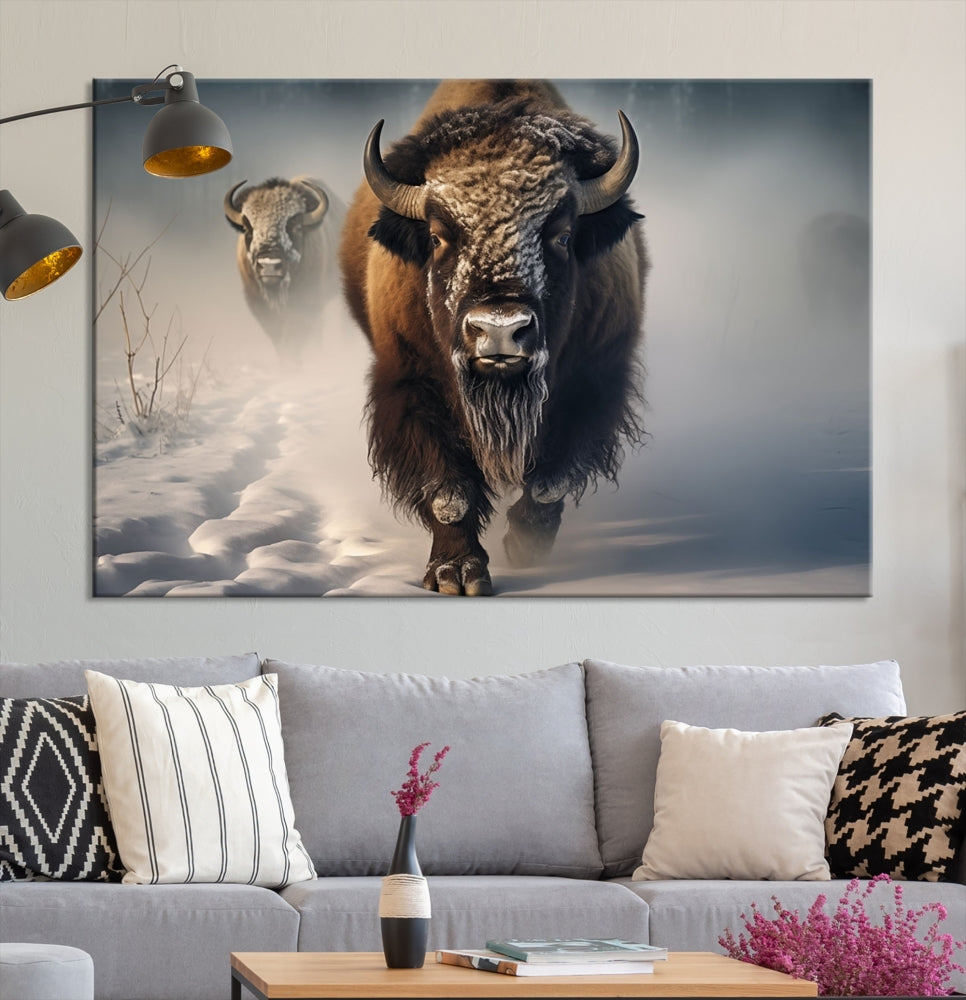 Wild American Bison Wall Art Canvas Print Alaska Wildlife Cabin Wall Decor