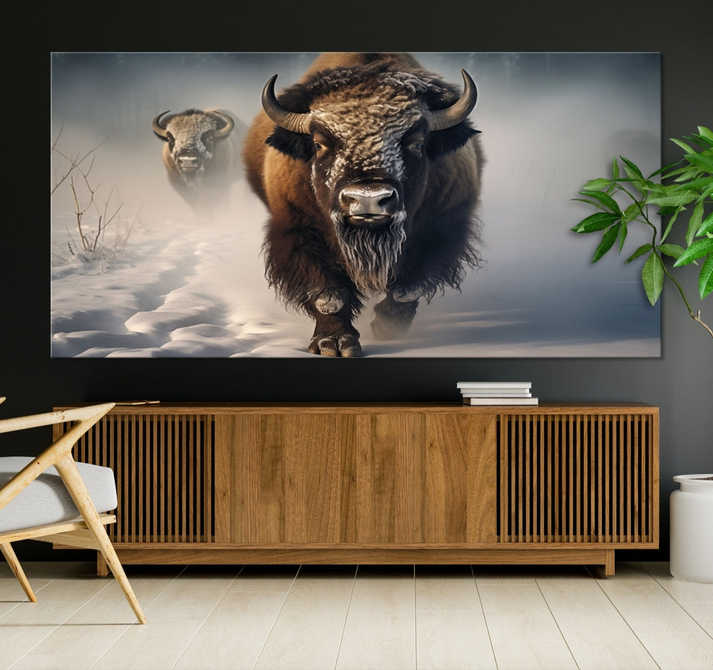 Wild American Bison Wall Art Canvas Print Alaska Wildlife Cabin Wall Decor