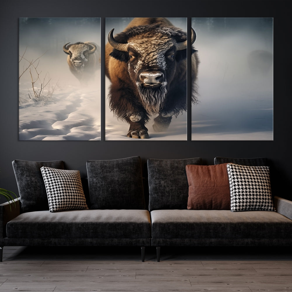 Wild American Bison Wall Art Canvas Print Alaska Wildlife Cabin Wall Decor