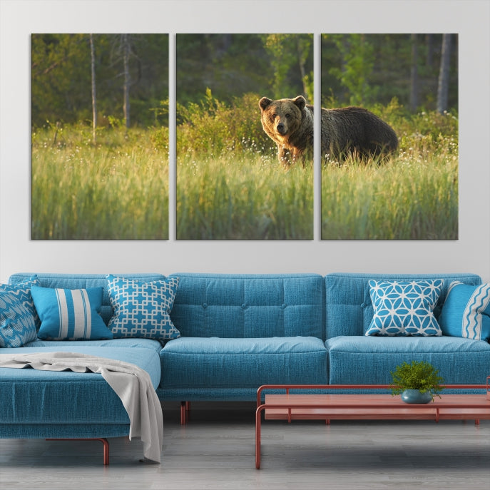 Wild Bears in Nature Large Wall Art Canvas PrintFramedReady to Hang